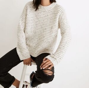 MADEWELL Donegal Elsmere Wool-Blend Pullover Sweater, Snow, Size Large